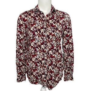 Beach Lunch Lounge Red‎ Plum Blue Button Down Top sz XS